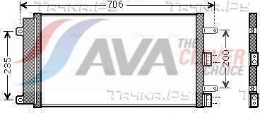 Радиатор кондиционера (конденсатор) AVA (алюминий) для Fiat Doblo I 2001-2015. Артикул FT5342D