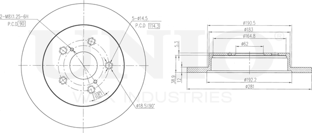Диск тормозной (Unio). Артикул BRD-20223