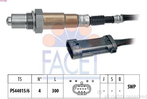 Лямбда-зонд (кислородный датчик) Facet Made in Italy - OE Equivalent. Артикул 10.7281
