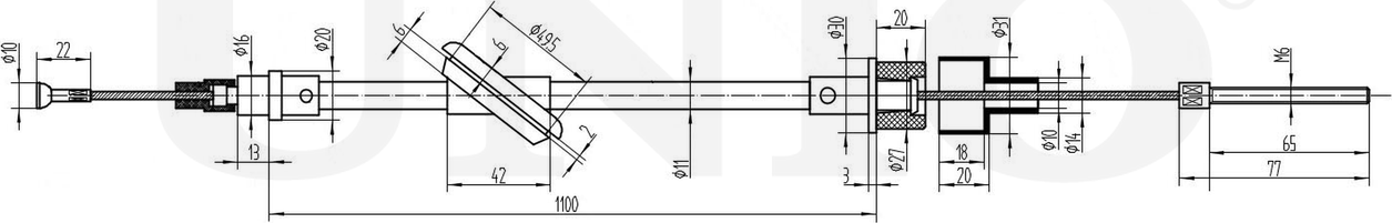 Трос сцепления (Unio). Артикул CAB-20003