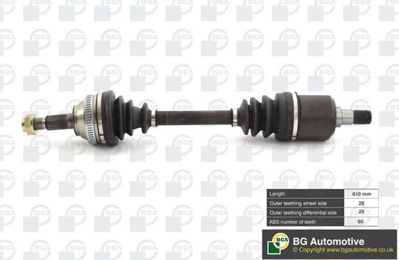 Полуось (привод в сборе, приводной вал) BGA. Артикул DS7503A