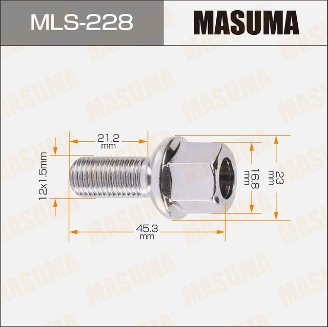 Болт крепления колеса VAG M12x1.5x45 (Masuma). Артикул MLS228