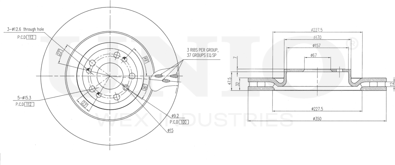 Диск тормозной (Unio). Артикул BRD-20565