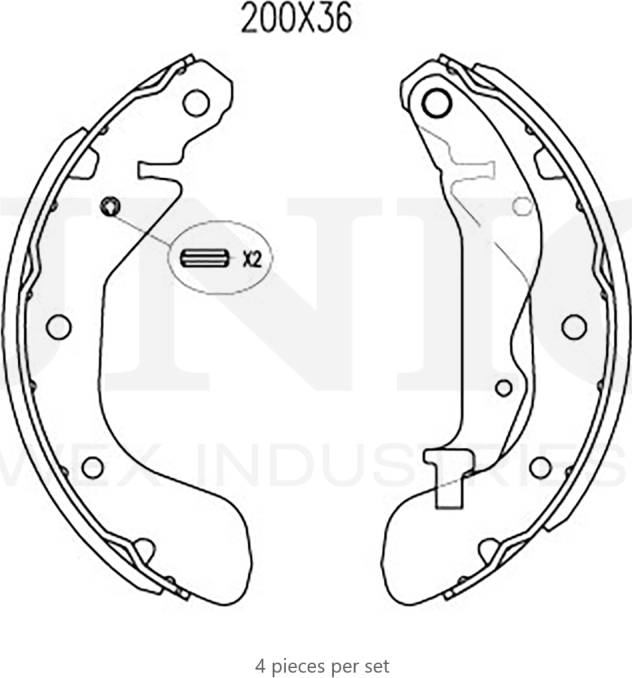 Колодки тормозные барабанные, комплект (Unio). Артикул BRP-10008