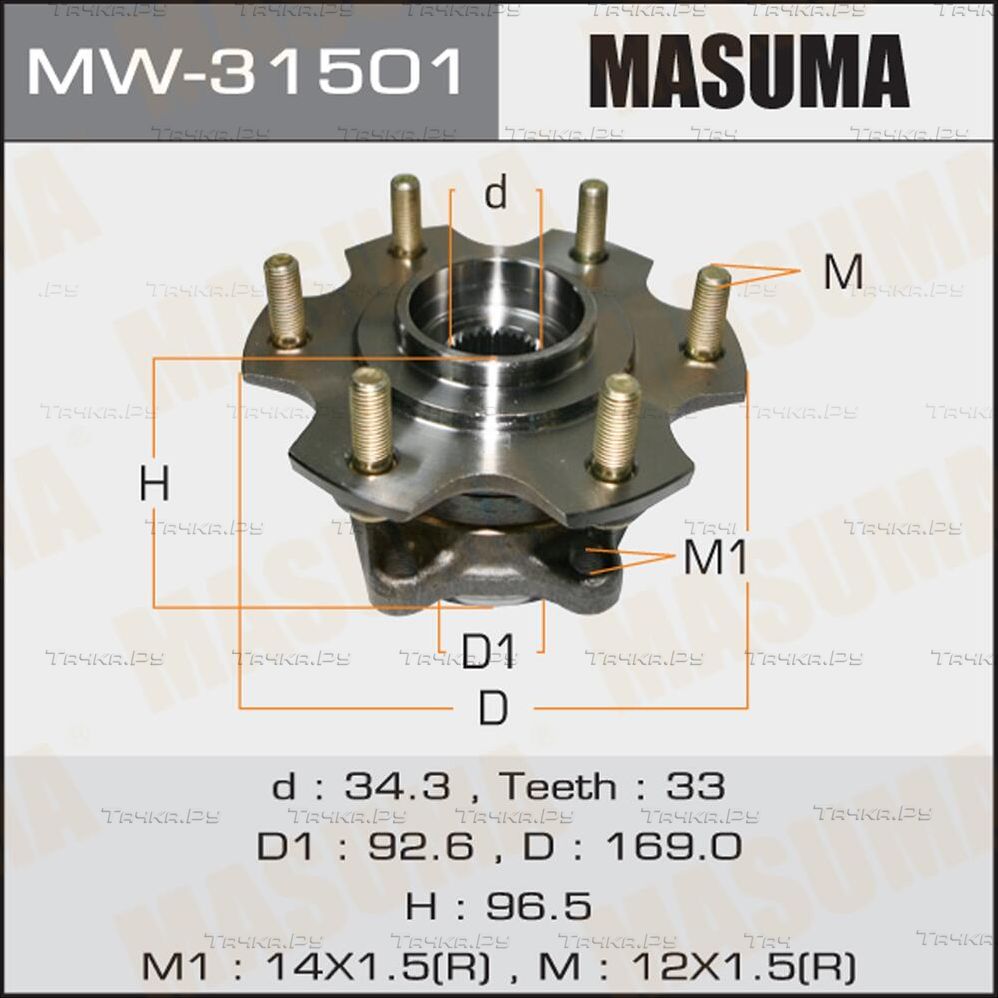Ступица колеса с интегрированным подшипником Masuma задняя для Mitsubishi Pajero IV 2006-2026. Артикул MW-31501