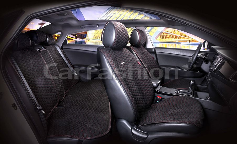 Комплект накидок универсальных CarFashion Capri Pro Plus для авто, цвет Черный/Черный/Красный. Артикул 22044