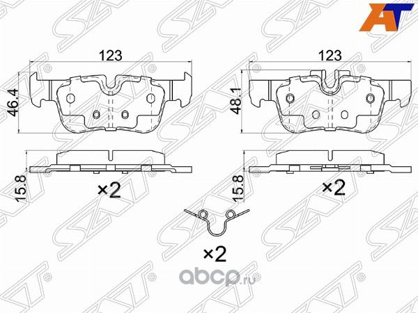 Колодки тормозные зад BMW X1 F48 16-X2 F39 17- (SAT). Артикул ST34216859917