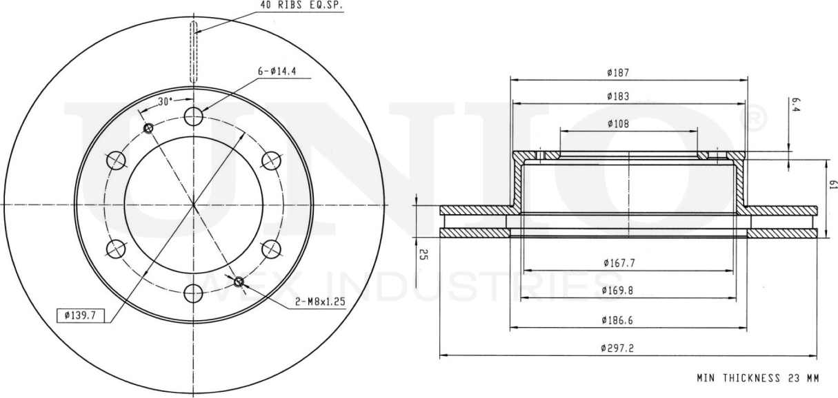 Диск тормозной (Unio). Артикул BRD-20426