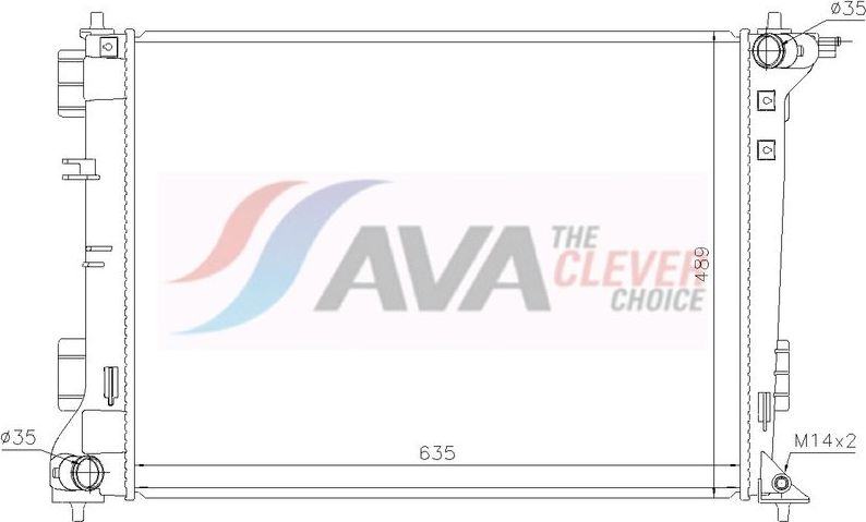 Радиатор охлаждения двигателя AVA. Артикул HY2612