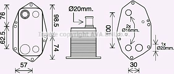 Радиатор масляный (маслоохладитель) для двигателя AVA (алюминий). Артикул BW3571
