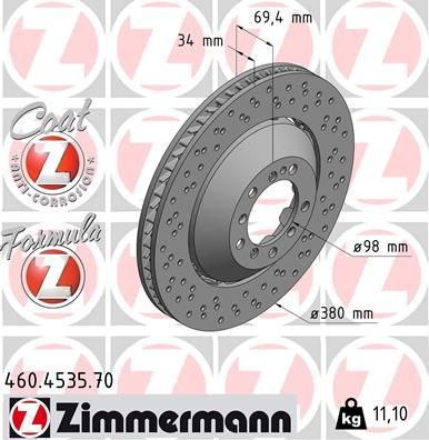 Тормозной диск Zimmermann FORMULA Z. Артикул 460.4535.70