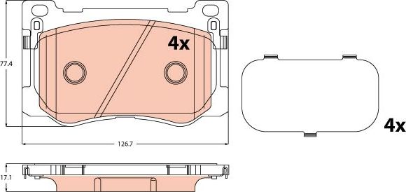 Тормозные колодки TRW передние для Hyundai Genesis II 2014-2016. Артикул GDB2311