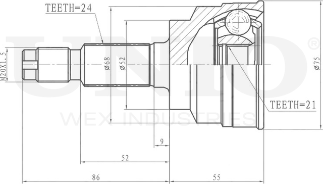 ШРУС наружный (Unio). Артикул CVJ-20194