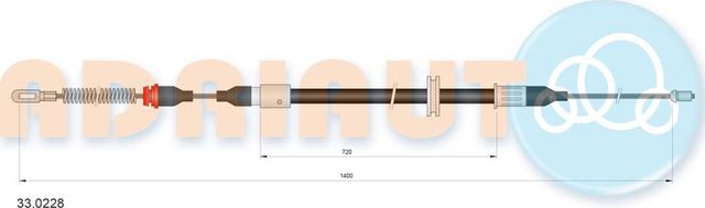 Трос ручника (тросик ручного тормоза) Adriauto задний правый для Opel Corsa A 1986-1990. Артикул 33.0228