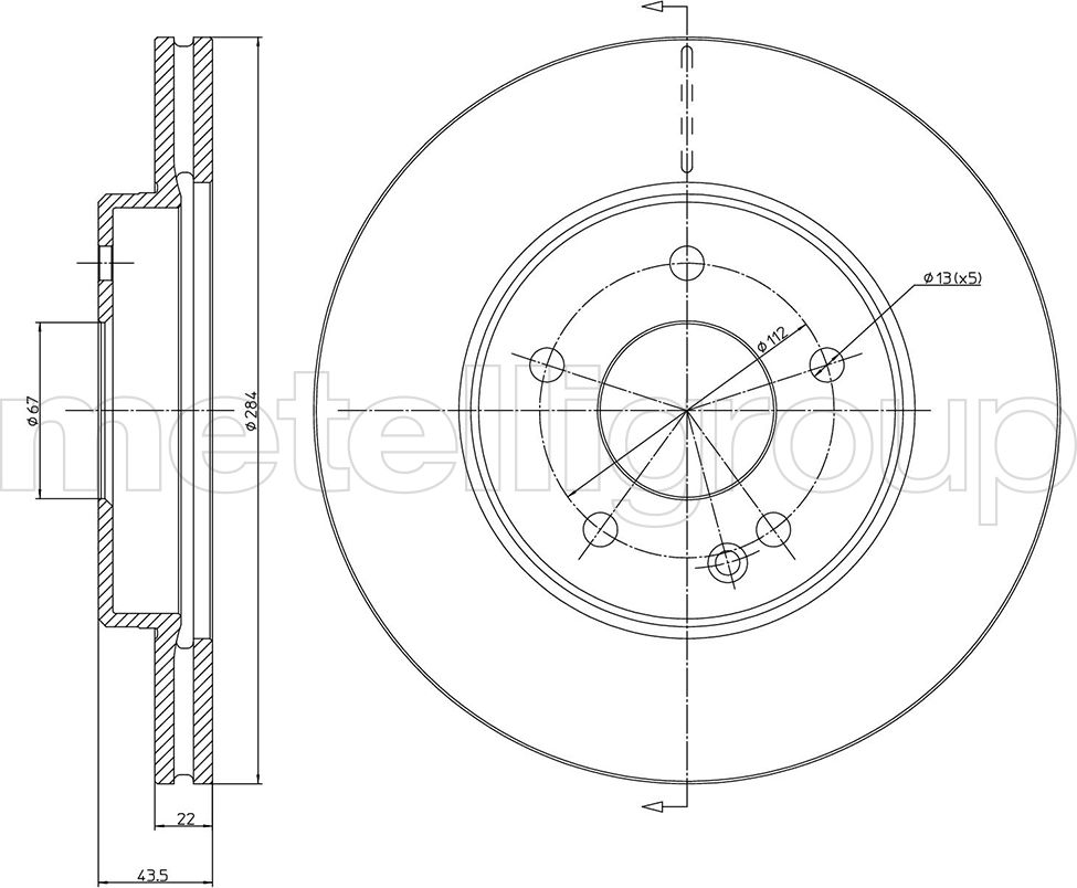 Тормозной диск Metelli. Артикул 23-0314C