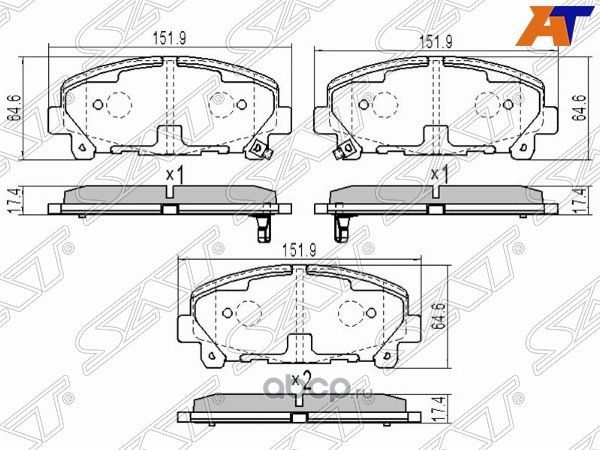 Колодки тормозные FR Honda Accord CU 2,4 (SAT). Артикул ST45022TL0G51