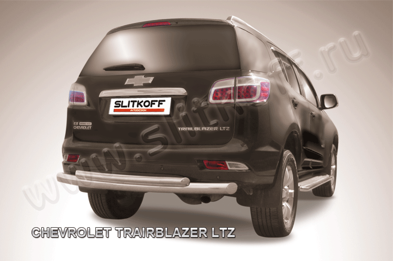 Защита Slitkoff заднего бампера d76/57 двойная для Chevrolet TrailBlazer II 2012-2016. Артикул CHTB12-010