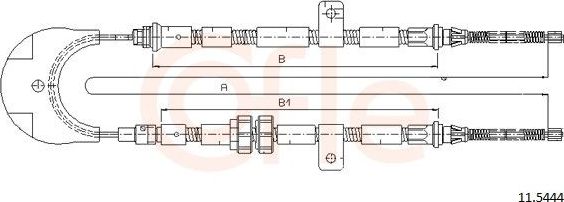 Трос ручника (тросик ручного тормоза) Cofle задний для Ford Fiesta II 1989-1995. Артикул 11.5444