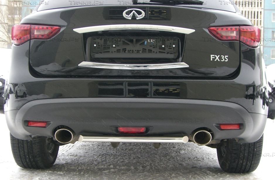 Защита RusStal заднего бампера d42 (секции) для Infiniti FX 35/50 2008-2026. Артикул IFZ-000281