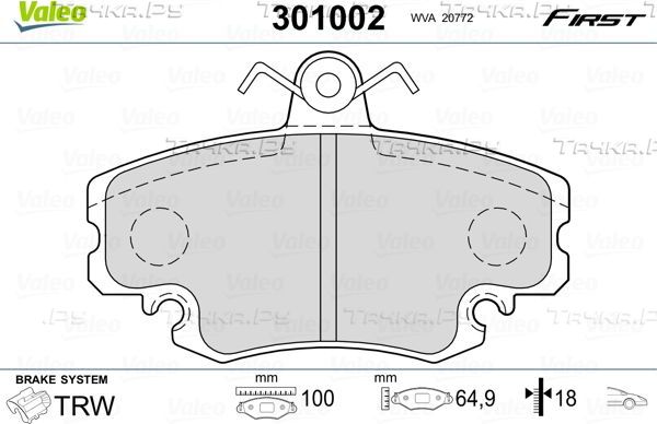 Тормозные колодки Valeo First передние для Renault 30 1982-1984. Артикул 301002