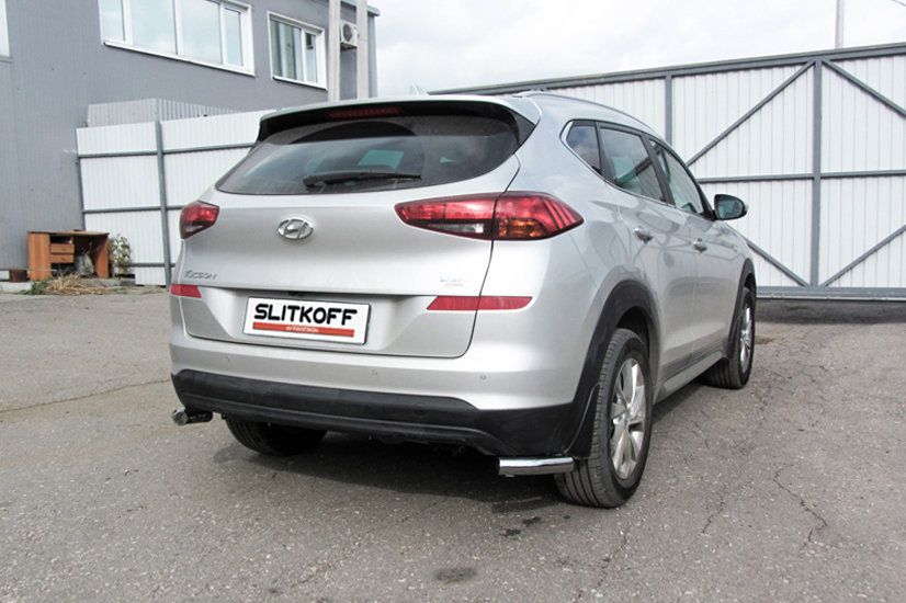 Защита Slitkoff задняя уголки d57 для Hyundai Tucson III Turbo 2018-2026. Артикул HT18Т008