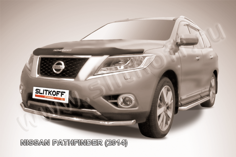 Защита Slitkoff переднего бампера d57 для Nissan Pathfinder R52 2014-2026. Артикул NIP14-006