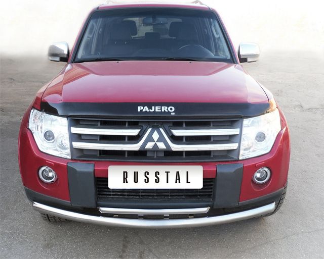 Защита RusStal переднего бампера d76/42 (дуга) для Mitsubishi Pajero IV 2006-2012. Артикул MPZ-000132