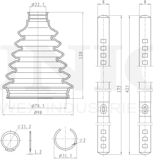 Пыльник ШРУС, комплект (Unio). Артикул DUC-30122K