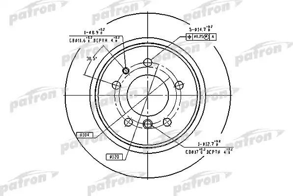 Тормозной диск Patron. Артикул PBD2557