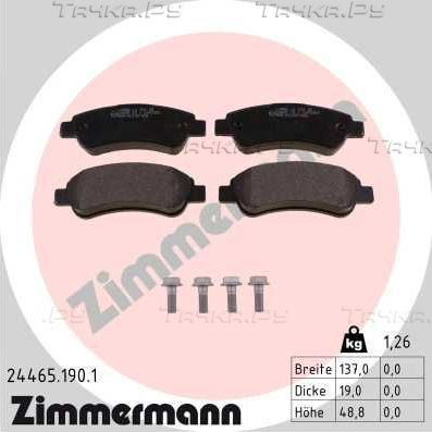 Тормозные колодки Zimmermann задние для Fiat Ducato III 2006-2026. Артикул 24465.190.1