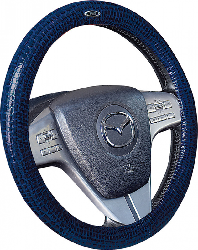 Оплётка на руль Hadar Rosen Alligator (размер M, искусственная кожа, цвет СИНИЙ). Артикул 30409