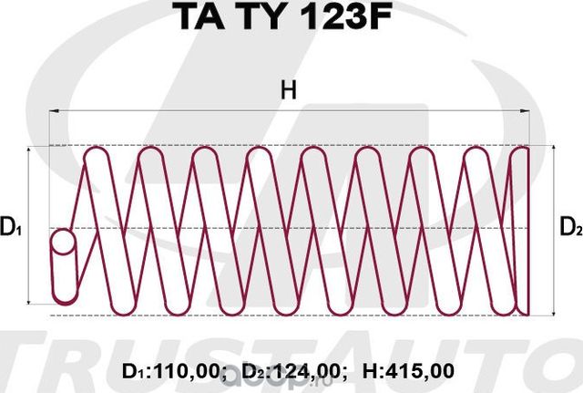 Пружина подвески усиленная () (Trustauto). Артикул TATY123F