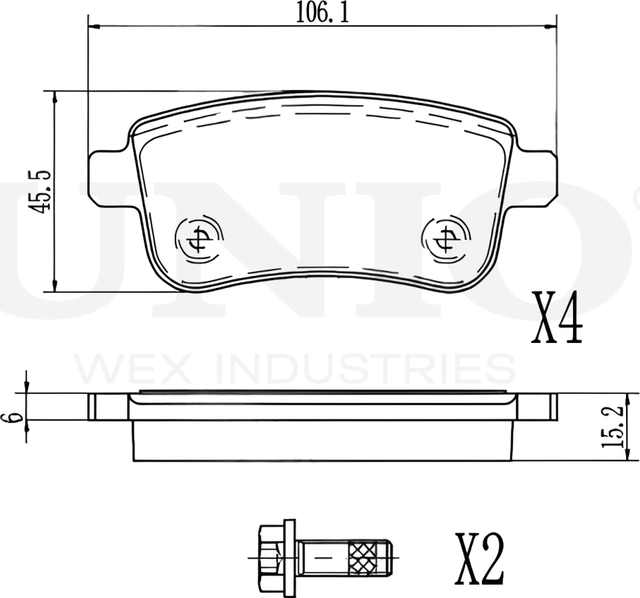 Колодки тормозные дисковые, комплект (Unio). Артикул BRP-20438