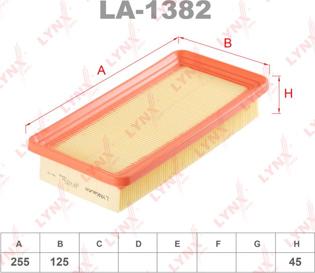 Воздушный фильтр LYNXauto. Артикул LA-1382