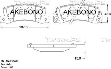 Тормозные колодки Akebono Standard задние для Lexus ES III 1996-2001. Артикул AN-438WK