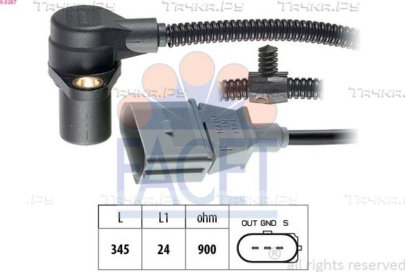 Датчик положения коленвала Facet Made in Italy - OE Equivalent для Skoda Superb II 2008-2015. Артикул 9.0287