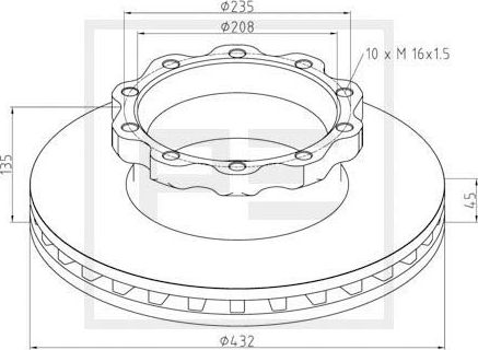 Тормозной диск PE Automotive. Артикул 036.122-00A