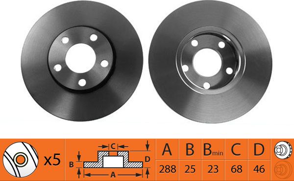 Тормозной диск NiBK передний для Audi A6 I (C4) 1994-1997. Артикул RN1050