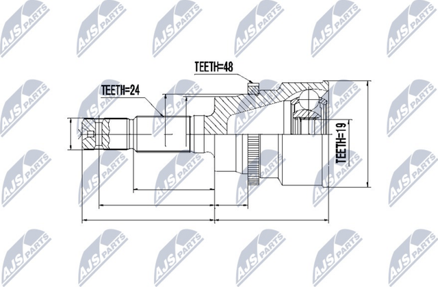 Шрус внутренний (граната) NTY передний для Daihatsu Terios I 1997-2006. Артикул NPZ-DA-015