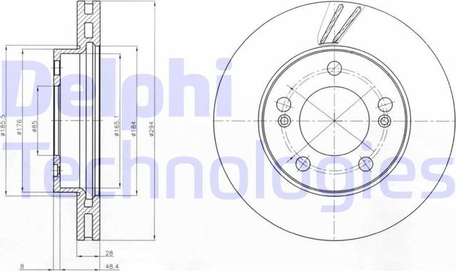 Тормозной диск Delphi передний для SsangYong Kyron I 2005-2015. Артикул BG4206