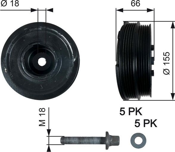 Шкив коленвала Gates DriveAlign®. Артикул TVD1037A