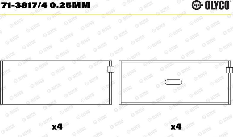 Вкладыши шатунные Glyco для Daewoo Korando 1999-2001. Артикул 71-3817/4 0.25mm