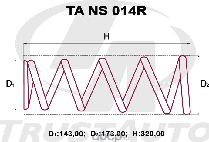 Пружина подвески усиленная () (Trustauto). Артикул TANS014R
