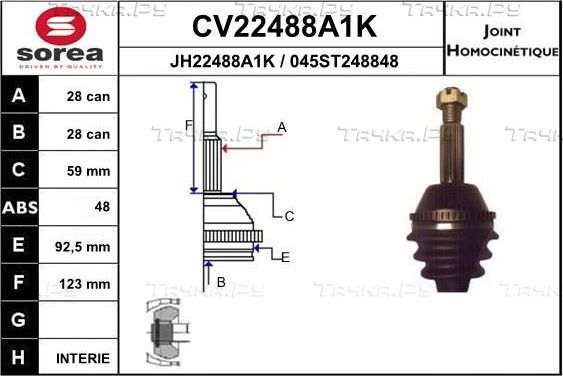 Шрус внутренний (граната) EAI. Артикул CV22488A1K