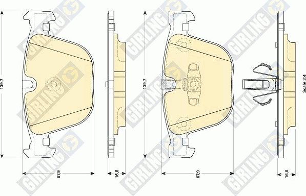 Тормозные колодки Girling задние для BMW 7 V (F01/F02/F04) 2008-2015. Артикул 6118572