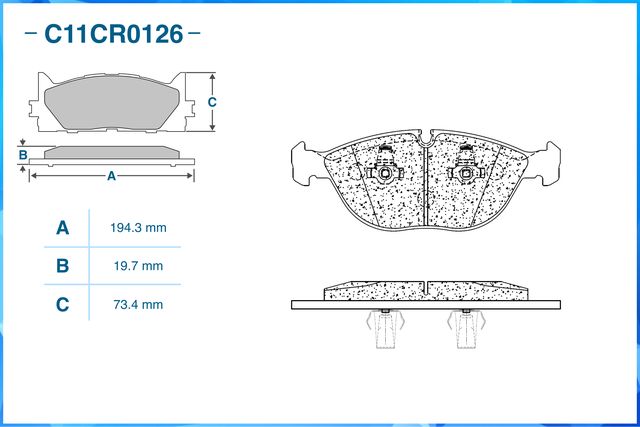 Колодки тормозные передние (Low Metallic) (Cworks). Артикул C11CR0126