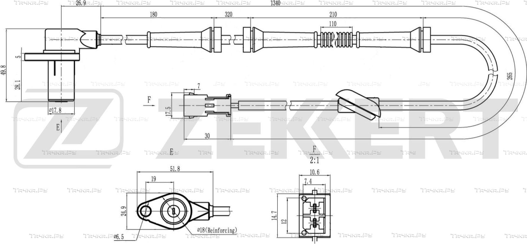 Датчик ABS Zekkert передний/задний для Audi S4 II (B6) 2003-2004. Артикул SE-6210