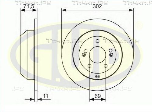 Тормозной диск G.U.D. задний для Hyundai Santa Fe III 2012-2018. Артикул GDB111170