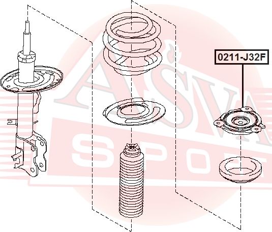 Опора амортизатора (стойки) Asva. Артикул 0211-J32F