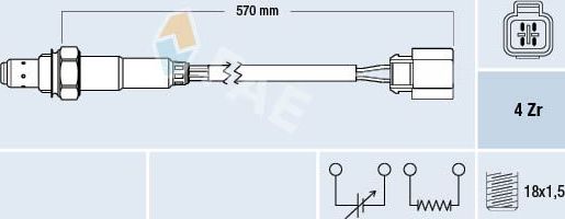 Лямбда-зонд (кислородный датчик) FAE для Proton Wira (400 Series) 2000-2009. Артикул 77289